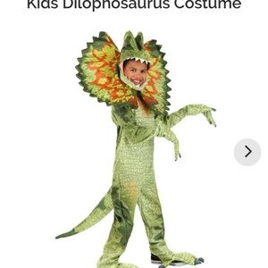 Kids Dilophosaurus Dinosaur Costume - Green with Orange Frill